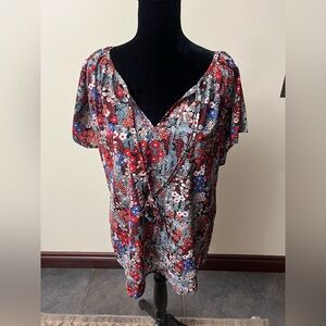 Floral Women's Top - Red, Blue, Black